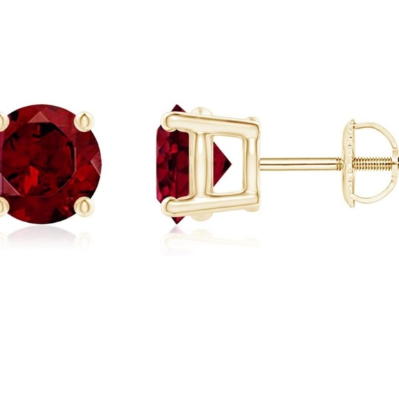 Genuine Ruby ear studs by Angara - Picture 5 of 5